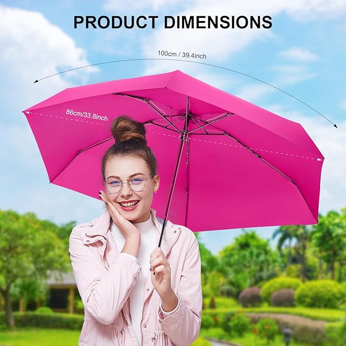 Compact Travel Umbrella with Case - Mini Umbrella for Purse, Small Lightweight &Tiny Design Perfect for Parasol Outdoor Sun&Rain Umbrellas