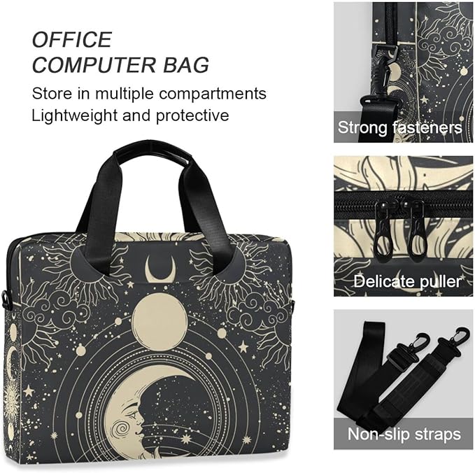 Goth Astrology Tarot Laptop Case 15.6 inch Computer Bag Waterproof Laptop Briefcase Laptop Bag for Women & Men