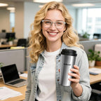 Portable Rapid Coffee Maker – 2-6 Min Quick Brew Electric Coffee & Tea Infuser Makes Smooth, Low-Acid Coffee, 16oz Stainless Steel Travel Cup for Camping, Office, Hiking, Beach, Hotel, RV