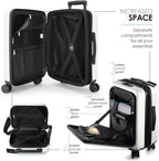 TRAVELARIM White Hardshell Luggage Sets 4 Piece, Durable Suitcase Set, Travel Luggage Set with Integrated TSA Lock, 360° Spinner Wheels, Expandable Medium and Large Checked Suitcase, 20/24/28 Inch