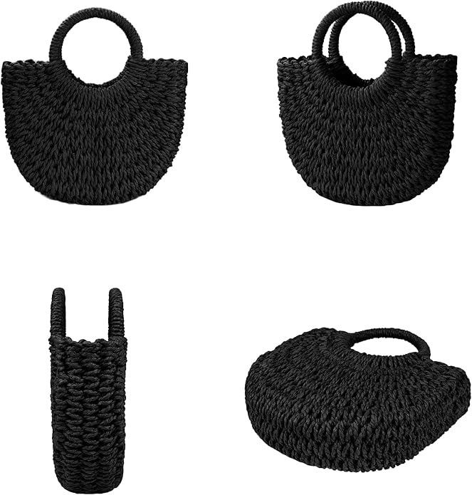Womens Straw Beach Bag Woven Crossbody Shoulder Bags Top Handle Satchel Handbag Purse for Summer