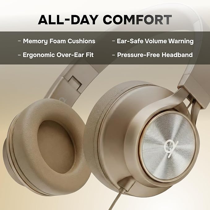 ARTIX CL750 Wired Headphones with Mic — Noise Isolating On-Ear Headphones for Computer and Laptop Wired, Plug in Corded Headphone with Wire (Foldable, Aux Jack 3.5mm)