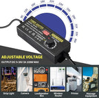 108W Universal Power Supply Adjustable DC 9~36V 3A Variable Switching Power AC/DC Adapter 9V 12V 15V 18V 20V 24V 36V Adapter100V-240V AC to DC Converter with 14 Tips & Polarity Converter & Test Leads