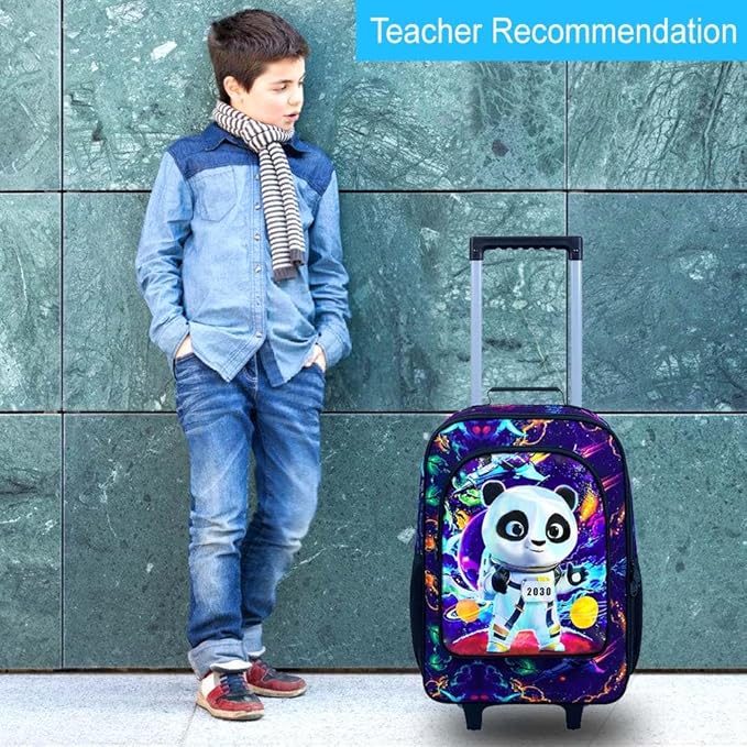 Boys Suitcase, Kids Travel Suitcases with Wheels, Panda Carry on Rolling Luggage(Black)