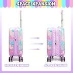 Kid’s Luggage Set 2 Piece Suitcase Set 16’’ Hardside Luggage with Spinner Wheels Girls Carry on Toddler Luggage Travel Rolling Luggage Carry on Luggage Airline Approved
