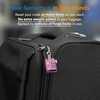 Forge TSA Approved Luggage Locks, Re-settable Combination with Alloy Body (Dark Purple 4 Locks)