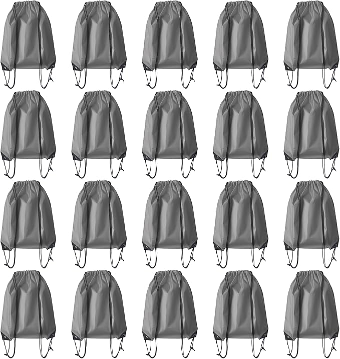Drawstring Backpack Bulk 20 Pcs Draw String Backpack Bags DIY Gym Sports Traveling Yoga Cinch Bag Sackpack Drawstring (grey)