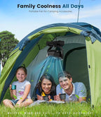 Camping Fan Rechargeable, 60H Long-Lasting Battery Powered Fan - 4 Speeds, 3 Light, Timer, Sleep Mode, Hook, Portable Fans for Camping Gear, Travel Essentials, Tent, RV, Outdoor, Garage, Emergency
