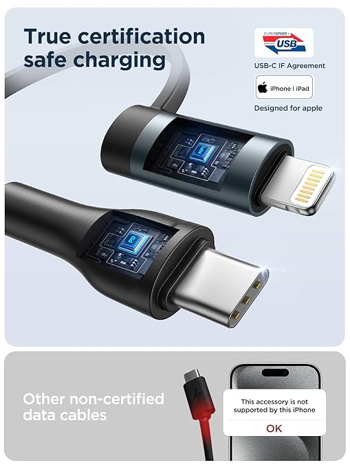 4 in 1 Charging Cable [2Pack 6.6FT] 60W Fast Charging Cord Apple MFi Certified Lightning Cable Nylon Braided Multi USB C Cable for iPhone 16/15 14 13 iPad Samsung Galaxy MacBook iPad Tablets and More