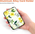 Mayski Credit Card Holder, RFID Blocking, Aluminum Alloy Hard Case, Small Mini Business Metal Wallet for Women Men, Dahlia