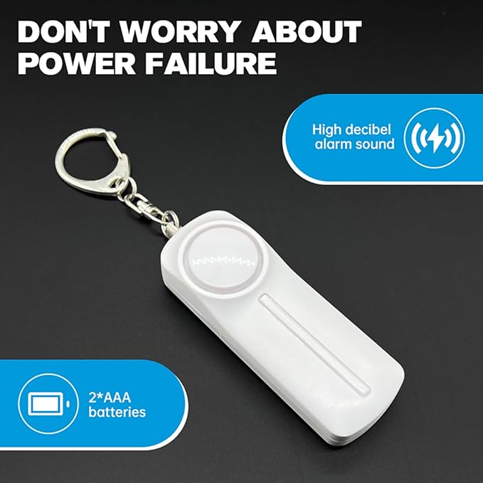 Safesound Personal Alarm: Your 130dB Self-Defense Companion - Keychain Emergency LED Flashlight - Security and Protection for Women, Girls, Kids, and The Elderly (Black & White, 2)