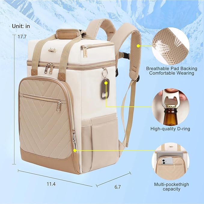 Backpack Cooler Insulated Leak Proof, Lightweight Soft Sided Cooler Backpack for Men Women, Waterproof Beach Cooler Bag Lunch Backpack for Camping Hiking Picnic Fishing Travel Outdoor