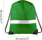 KUUQA 12 Pcs Drawstring Backpack Bag Bulk Reflective Backpack Dark Green String Bags Cinch Sack Backpack for Team Yoga Sport Gym Traveling