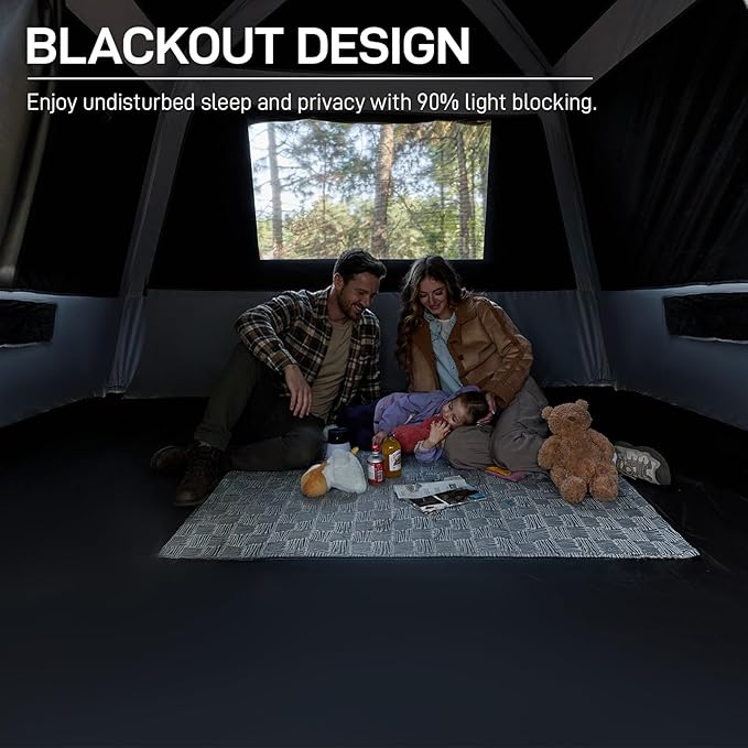 EVER ADVANCED Blackout 6 Person Camping Tent, Instant Cabin Tent for Family with Vestibule and Large Mesh Windows, 60s Easy Setup, Double Layer, Water-Resistant