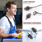 Corded Ear Plugs for Work 2 Pairs, 100x Reusable Ultra-Comfy Earplugs with Detachable String, Hearing Protection for Shooting Range Construction Mowing Focus Safety, 25 dB Noise Reduction