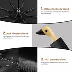 Compact Small Umbrellas for Rain&Sun, Cute Design Duck Head Umbrella for Girls Gifts, 8 Ribs Folding Umbrella with Wooden Handle
