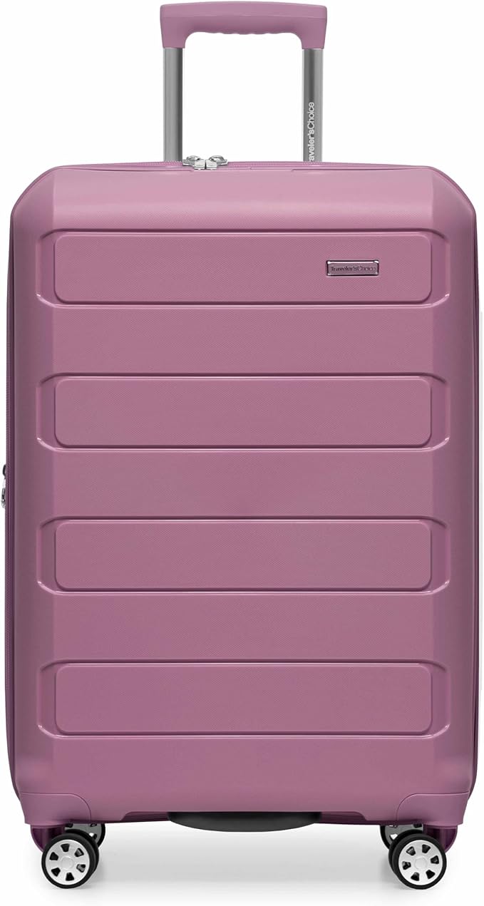 Traveler's Choice Pagosa Hardshell Expandable Luggage with Spinner Wheels, Mauve, 3-Piece Set (22/26/30)