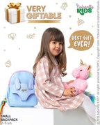 Naturally KIDS【Upgraded Toddler Backpack w Removable Pink Unicorn Toy for Girls Age 2-6 | Side & Inner Pockets, Reflective Logo, Name Tag | Cute Christmas & Birthday Gifts
