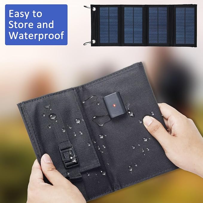 100W Solar Panel Folding Charger IP65 Waterproof USB Solar Power Charger with 2 Hooks & 1 Adapter, Portable SunPower Solar Panel for Camping Power Bank Phone Charger for Outdoor