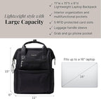 Baggallini Soho Backpack - Travel Laptop Backpack for Women - Lightweight Water-Resistant Luggage Bag, Black