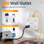 TESSAN Multi Plug Outlet Extender, Surge Protector Splitter with 3 USB (1 USB C Port) Wall Charger, Multiple Expander for Travel, Home, College Dorm Room, White