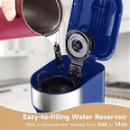 Single Serve Coffee Maker, 2 in 1 Brewer for K Pod & Ground Coffee, 90s Rapid Brew 6 to 14oz Capacities with Auto Shut Off, Small Compact Design for Home Office Travel Camping (Dark Blue)
