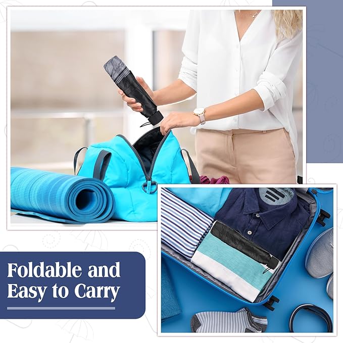 Hillban Set of 12 Windproof Travel Umbrellas Bulk Portable Folding Compact Umbrella for Rain Sun for Wind Backpack Men Women