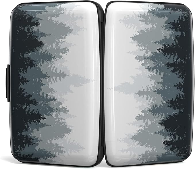 Credit Card Holder, Mini Aluminum Card Wallet RFID Blocking Slim Metal Hard Card Case for Women Men, Ink Forest