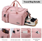 Eslcorri Gym Duffle Bag for Women Men, Sports Backpack with Wet & Shoe Compartment, Fitness Overnight Weekender Bag for Yoga, Swim, Travel (Style B, Black)