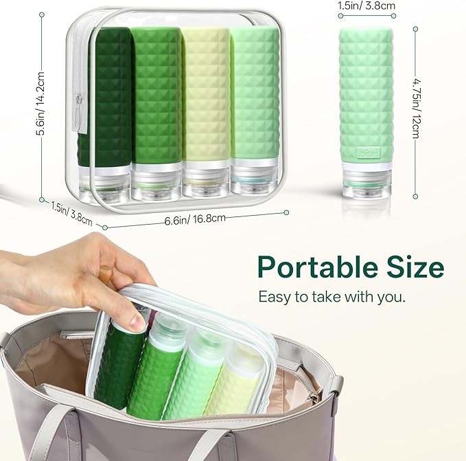 Travel Bottles for Toiletries, TSA Approved Travel Size Containers, Leak Proof Silicone Shampoo Bottles, Small Toiletry Containers with Clear Bag for Shampoo Conditioner Lotion