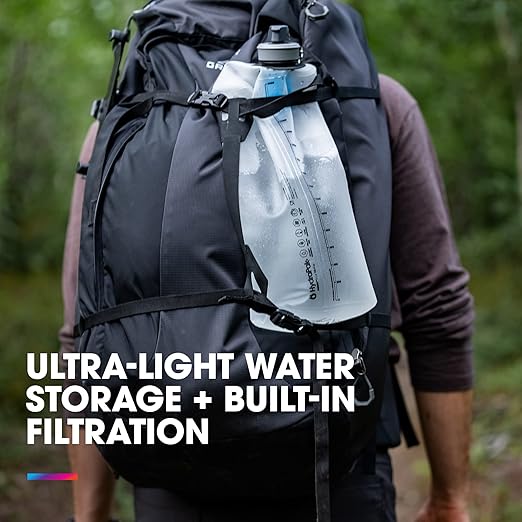 HydraPak Seeker+ - Collapsible Water Filtration & Storage (3L) - BPA & PVC Free, Hydration Reservoir Bag, Leak Proof, Lightweight