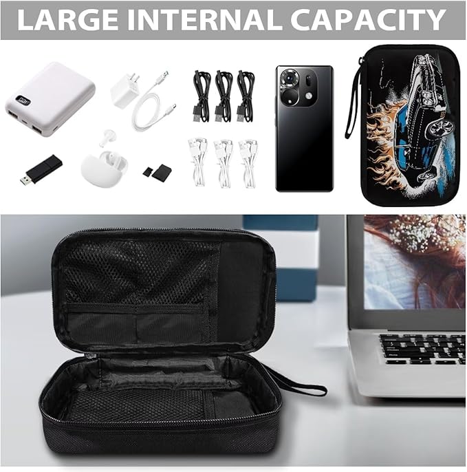 Racing Car Print Electronic Organizer Travel Organizer Bag Electronics Accessories Cases Storage Bag Waterproof for Cable USB SD Card Power Bank Earphone
