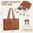 RAINSMORE Laptop Bag for Women 15.6 Inch Work Tote Bags Waterproof Leather Laptop Tote Professional Computer Briefcase