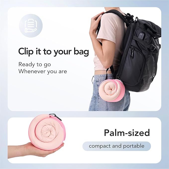 KPNEOL Travel Pillow, 100% Pure Memory Foam Travel Neck Pillow Airplane Neck Support Ergonomic Design for Traveling Suitable for Airplanes,Offices and Cars-Cooling Silk Pink