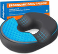 Donut Pillow for Tailbone Pain, Hemorrhoids - Cooling Gel Memory Foam Chair Seat Cushion for Office, Home & Wheelchair, Ergonomic Chair Pad for Pregnancy, Sciatica, Coccyx (XL, Grey)