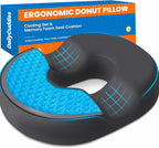 Donut Pillow for Tailbone Pain, Hemorrhoids - Cooling Gel Memory Foam Chair Seat Cushion for Office, Home & Wheelchair, Ergonomic Chair Pad for Pregnancy, Sciatica, Coccyx (XL, Grey)