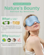 BeeVines 100% Real Mulberry Silk 2 Pack Sleep Mask, Pure Silk Eye Masks with Adjustable Strap for Sleeping, 100% Block Light Eye Shade Cover, Reduces Puffy Eyes Traveling Gifts(Black & Pastel Blue)