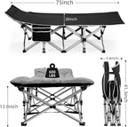 Fragess Portable Camping Cot, Sleeping Cots for Adults, 28" Extra Wide Folding Cot Max Load 600LBS with Thick Mattress, Portable Camping Bed for Outdoor Camp/Office, Home Nap (Black+Grey)