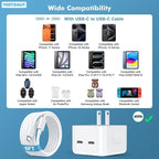 USB C Charger Block, 35W Dual USB-C Port Compact Power Adapter for Phone 17/16/15/14/13/15 Pro/Pro Max/Plus/XS/XR/X,Galaxy, Pixel,i Pad, AirPods, MacBook Air and More