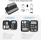 MATEIN Cord Organizer Travel Case 2 Pack, Water Resistant Tech Organizer Pouch for Small Electronic Accessories, Portable Electronics Case Carrying Bag for Cable, Changer, Earphone & Power Bank