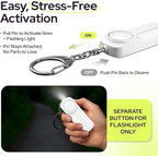 Weten Personal Safety Alarm Keychain - 130dB Siren, LED Light, Panic Pin – Compact Self-Defense Device and Emergency Whistle Alternative for Women, College, Travel, and Night Walk Protection (White)