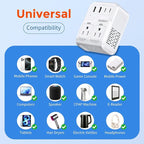 2000W Voltage Converter US to Europe for Hair Dryers, 7-in-1 220V to 110V Converter for European Travel with 3 AC/2 USBA/2 USBC Ports (PD20W)