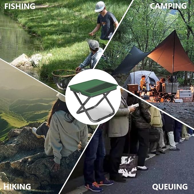 2-in-1 Collapsible Camping Stool & Sling Bag / 220LB Load Capacity Folding Portable Fishing Stool/Collapsible Stool for Camping, Hiking, Fishing, Gardening & Beach Outdoor Activities