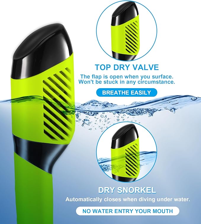 Aegend Snorkeling Gear for Adults Youth Kids, Snorkel Mask with Top Dry Valve - Panoramic View Anti-Leak and Anti-Fog with Mesh Bag for Snorkeling, Scuba Diving, Freediving & Swimming