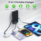 Portable Charger with Built-in AC Plug and Cables,13800mAh All in One USB C Fast Charging Power Bank,Travel Essentials Portable Phone Charger Battery Pack for iPhone 17/16/15/14/13,Galaxy,Android etc