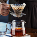 Bincoo Pour Over Coffee Maker Set, V-shape 60° Cone Drip Coffee Maker, Included 16oz Borosilicate Glass Coffee Carafer and Size 02 Coffee Dripper & 50 Pcs Paper Filter (16oz-Clear)