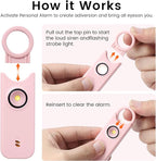 TIPSEAN Personal Safety Alarm - 135dB Ultra Loud Siren with LED Strobe Light, USB-C Rechargeable, Compact Keychain Alarm for Women/Men, Emergency Flashlight & Vibration Alert(Pink)