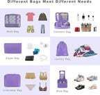 BAGAIL 8 Set Packing Cubes Luggage Packing Organizers for Travel Accessories-Light Purple