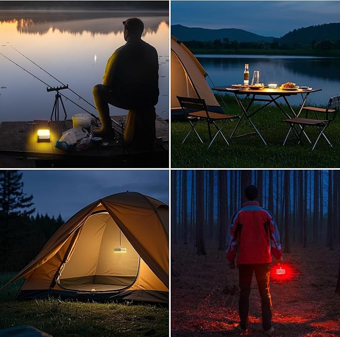 Solar Camping Lantern Rechargeable, 5200mAh Camping Lights 3000LM Camping Lights up to 144 Hours 5 Light Modes, IPX5 Waterproof Lanterns for Power Outages Portable Power Supply