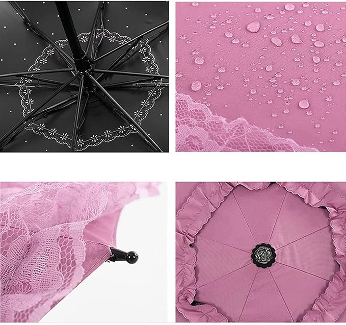 URAWESO Vintage Lace Parasol Gothic Lolita Umbrella UV Sun Protection Witch Cosplay Photoshoot Props Party Decoration